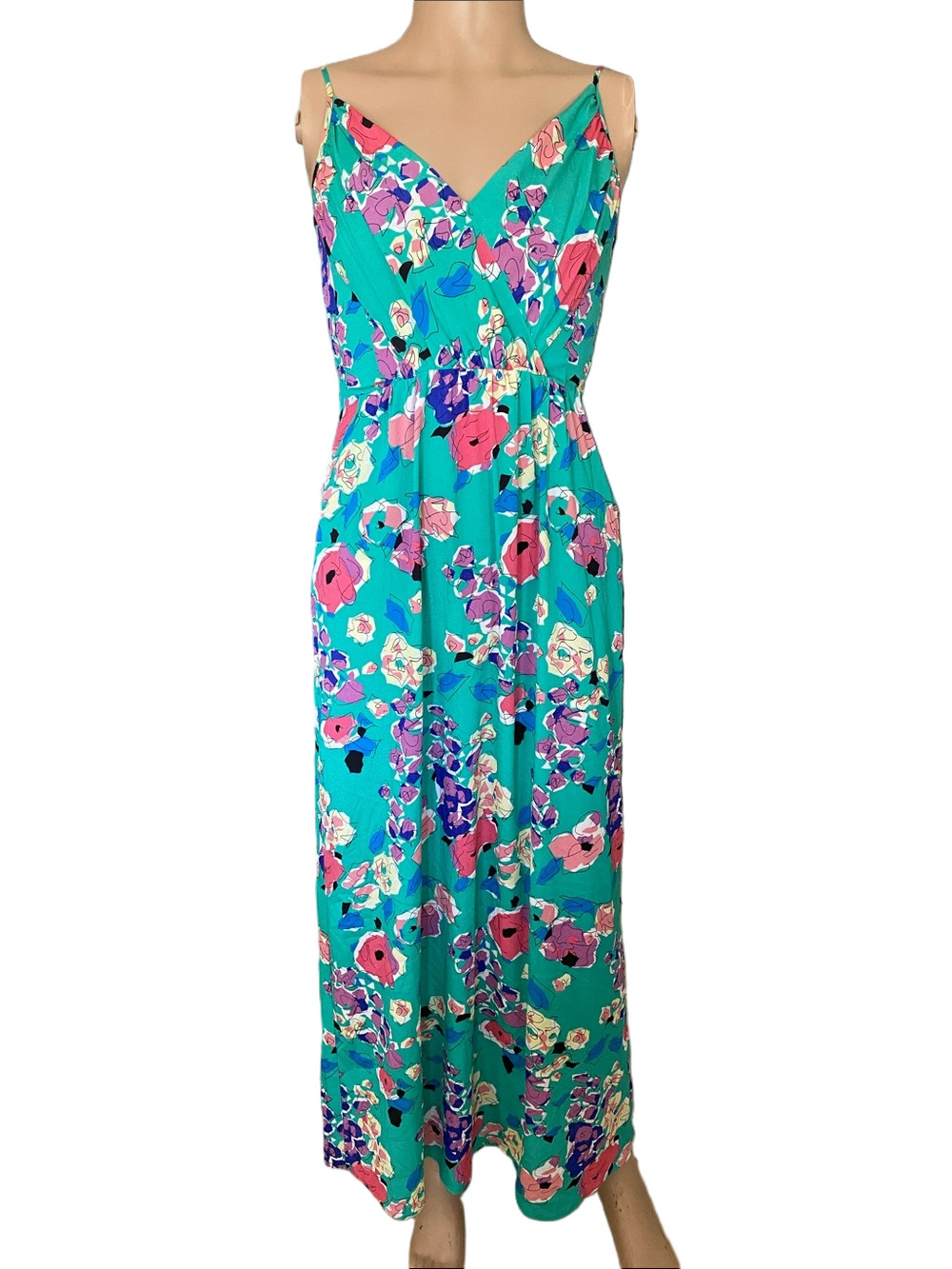 Yumi Kim Turquoise Floral Surplice Maxi Dress
